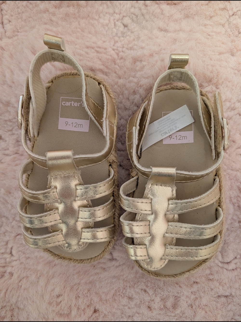 Carter's Baby Girls Gold Strappy Sandals - 9-12M - Picture 5 of 5